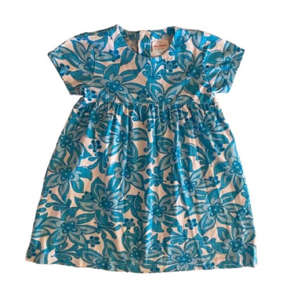 Hanna Andersson Girl's Dress Size 4 (100) Buttons Mod Daisy Retro Floral Cotton